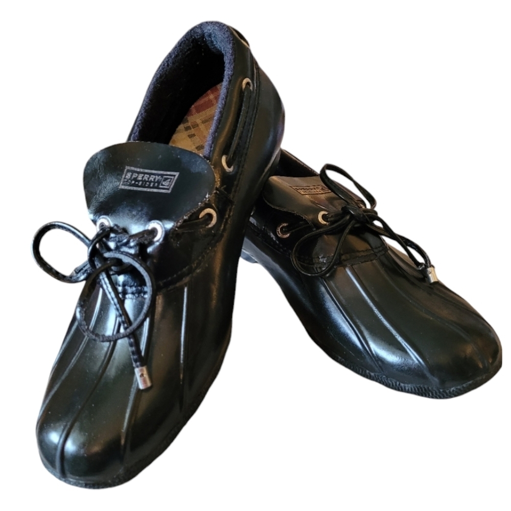 Sperry Topsiders Rubber Waterproof Black Duck Rain Shoes Size 9